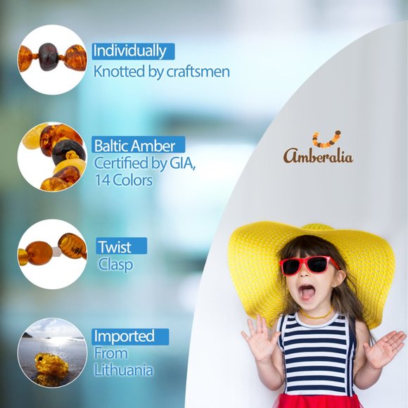 Amberalia Baltic Amber Baby Teething Necklace - Cherry /Amethyst - Certificated - Picture 6 of 9